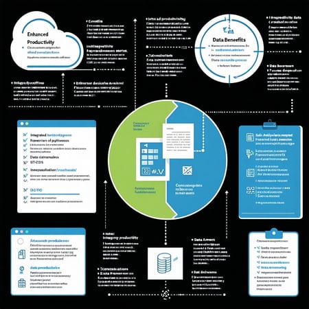 A collage illustrating enhanced productivity and integrated data benefits